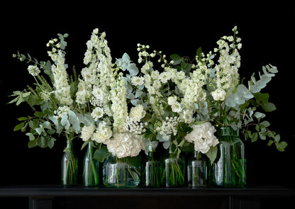 Limited Edition "Cecily" Fine Art Print, White Flower Arrangement on Black Background